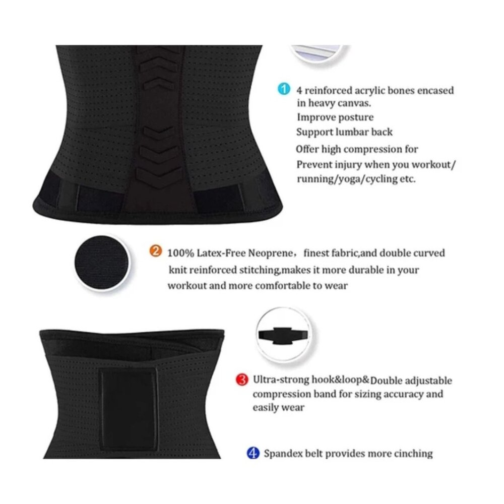 Unisex Mesh Double Band Fitness Waist Trainer Back Support Compression Belt - Picture 7 of 10